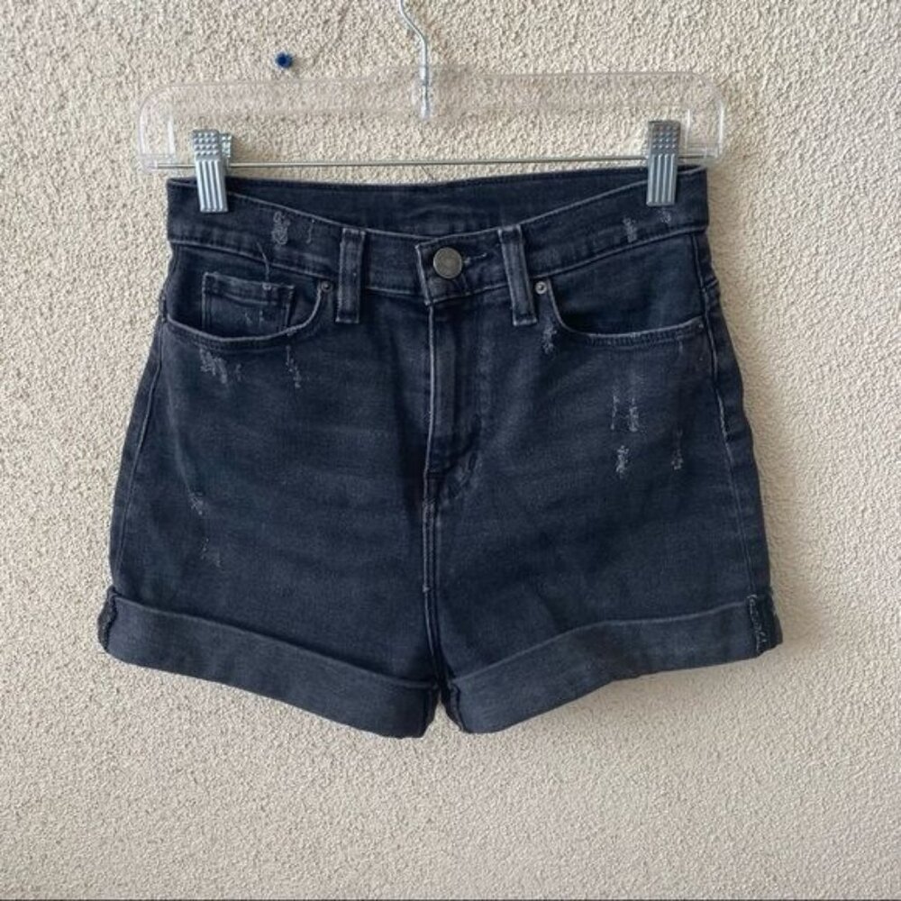 BDG Urban Outfitters Womens Shorts Black Roll Hem Mom High Rise Jean Size 25
